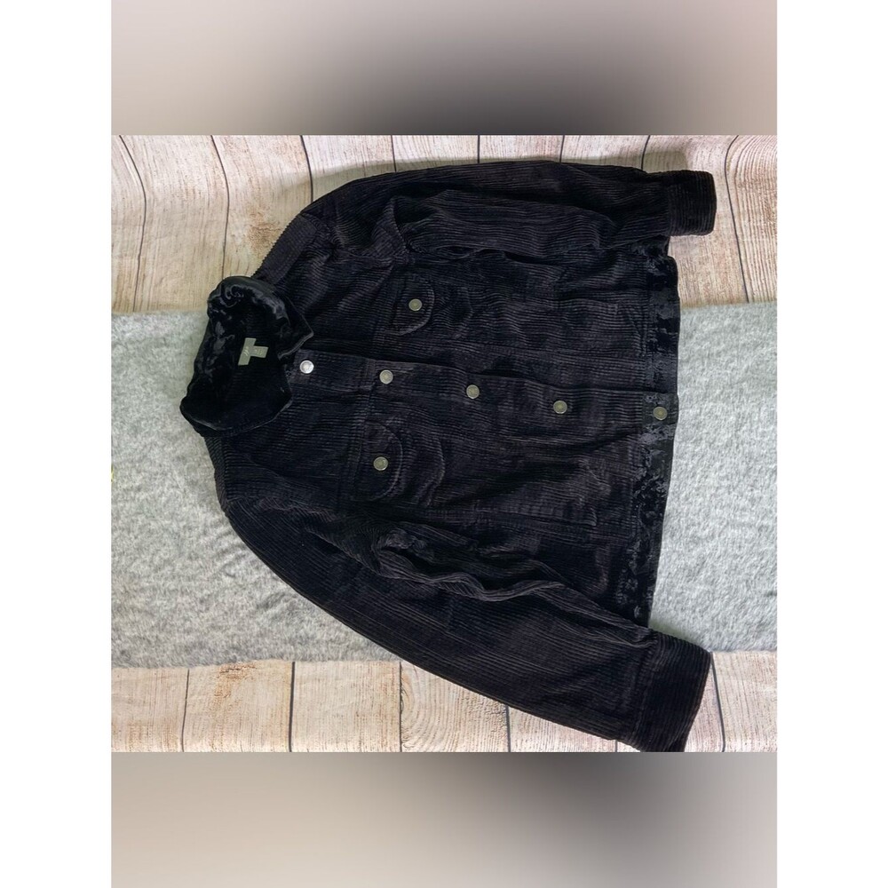 J. Jill Black Corduroy Velvet Button-Up Jacket Size LP
